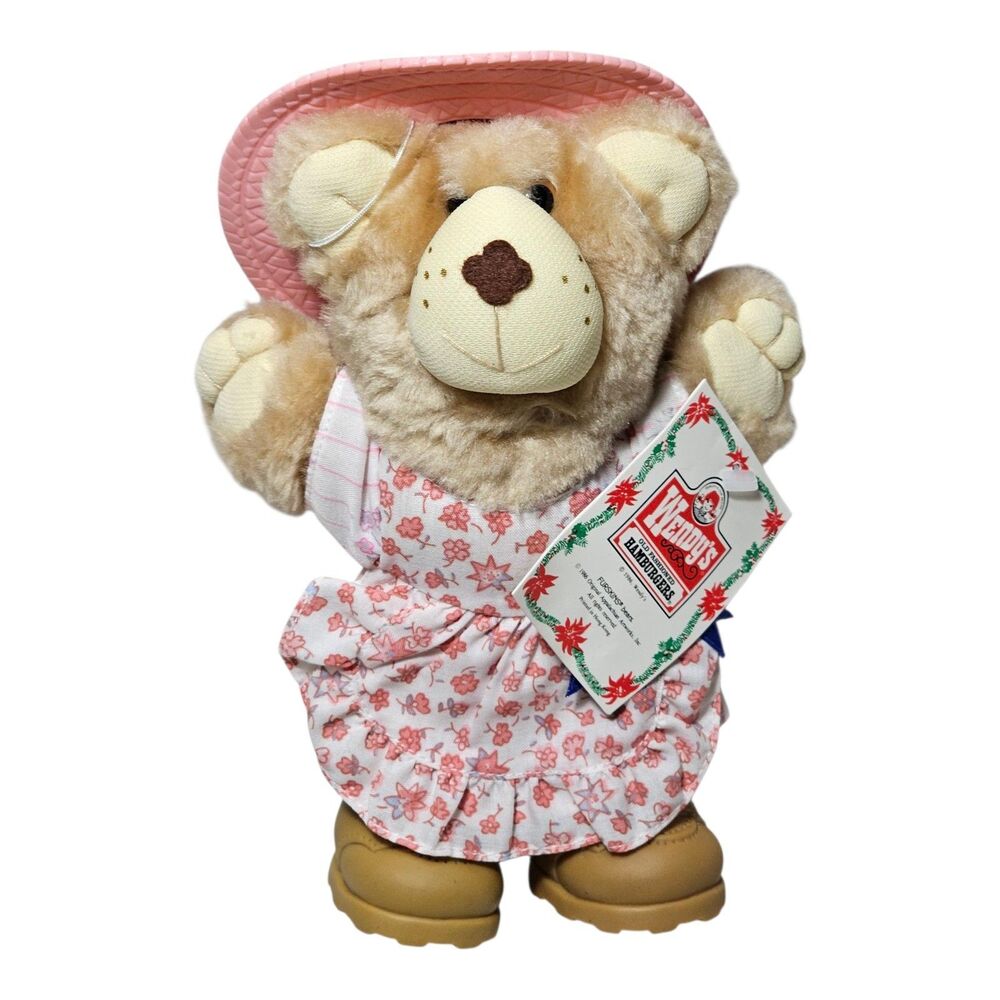 Vintage 1986 Furskin Bear Plush 7" Stuffed Animnmal Wendy's Toy Girl Teddy